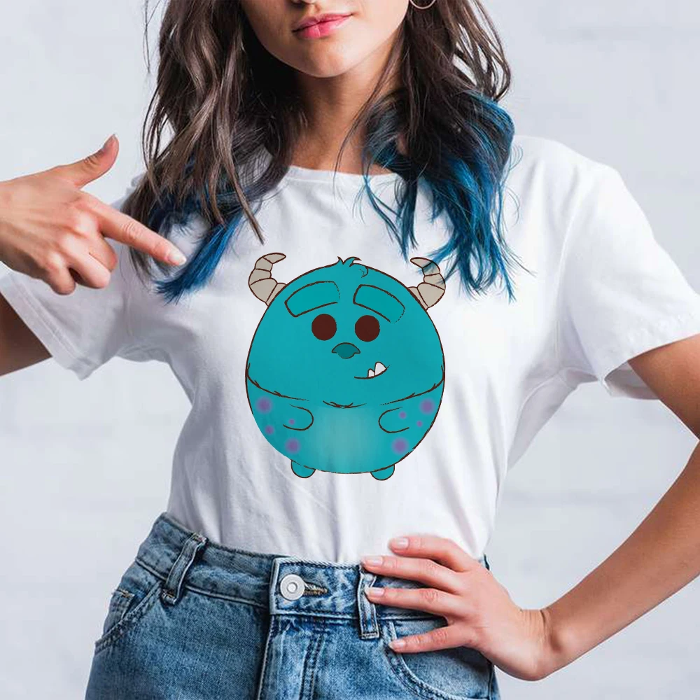 

Monster University Cartoon Printed Women's Clothes Disney Cute Fashion Young Lady Shirt Urban Casual Style Woman T-shirts