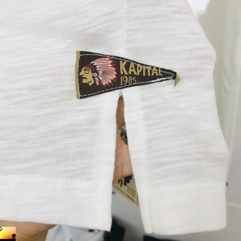 

Long Kapital Sleeve T-shirt Men Women Top Quality Slub Cotton T Shirt Indians