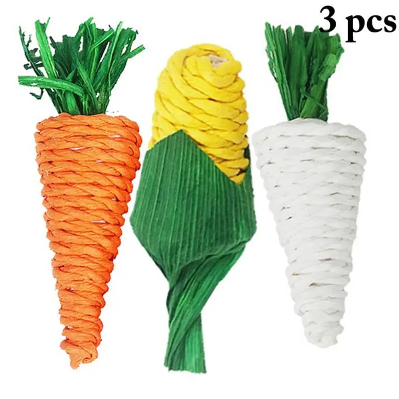 

3PCS/Set Bird Chew Toy Interactive Straw Pet Parrot Toy For Small Animal Rabbit Rats Teeth Cleaning Toys Hamster Accessories