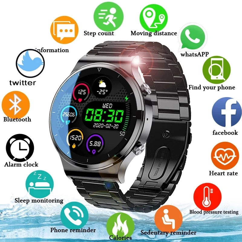 

LIGE 2021Bluetooth Answer Call Smart Watch Men Full Touch Dial Call Fitness Tracker IP67 Waterproof 4G ROM Smartwatch For Huawei