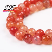 wholesale faceted orange dragon vein agates round loose beads natural stone beads 6 8 10mm 15 for jewelry making diy bracelet
