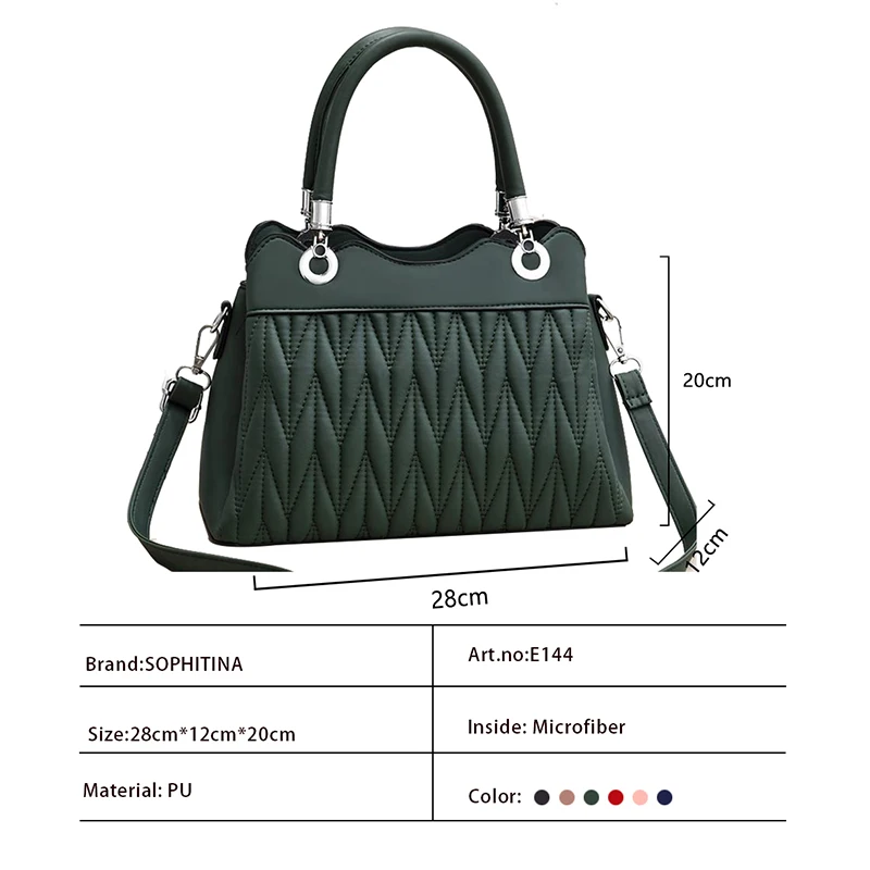 

SOPHITINA Casual Women's Bags England Style Thread Metal Decoration Zipper Shoulder Bags New High Capacity Ladies Handbag E144