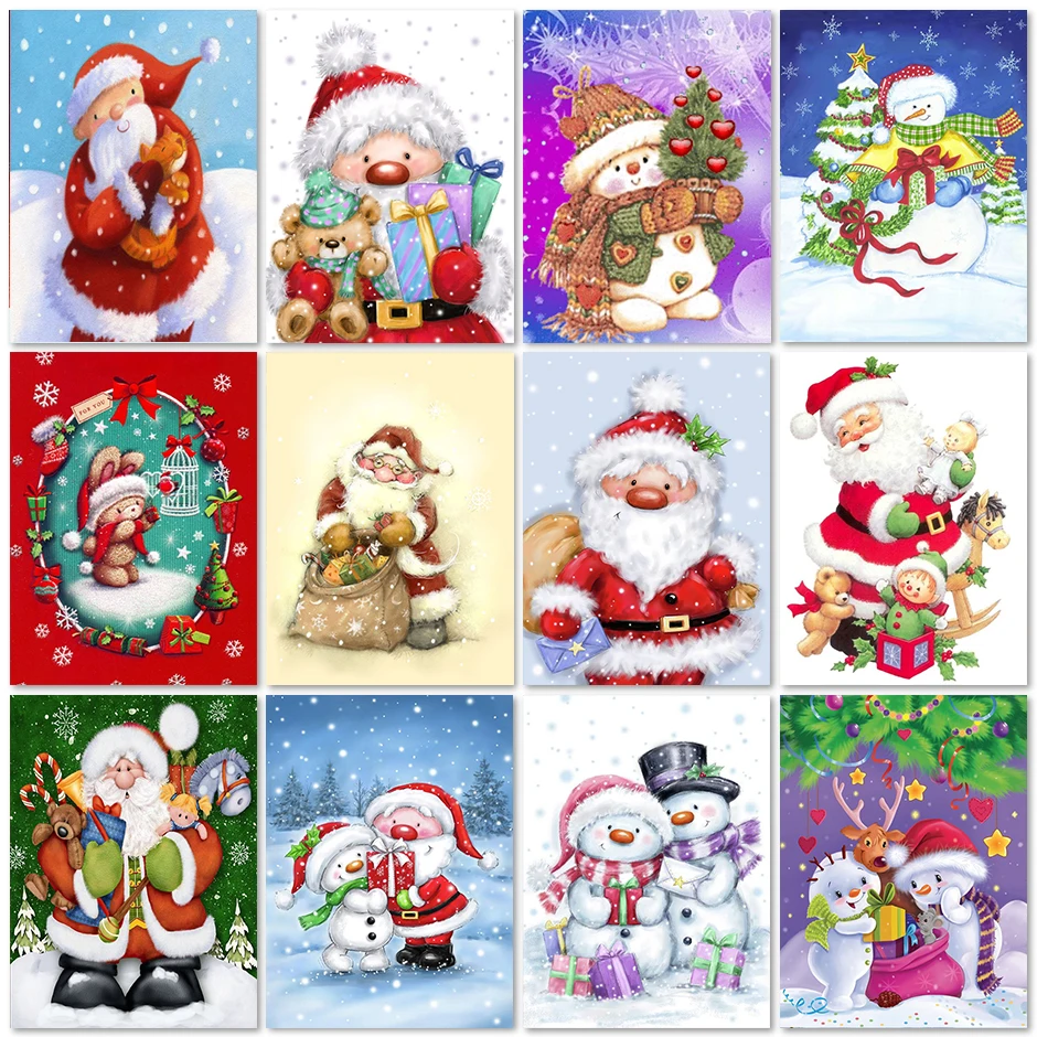 

5D Diamond Painting Cartoon Santa Claus New Arrivals Christmas Diamond Embroidery Snowman Mosaic Cross Stitch Kit Christmas Gift