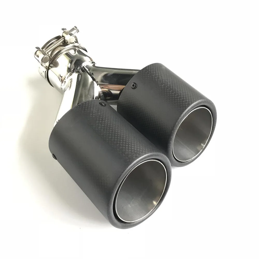 Один Кусок Двойной углеродный наконечник глушителя Универсальный выхлопной