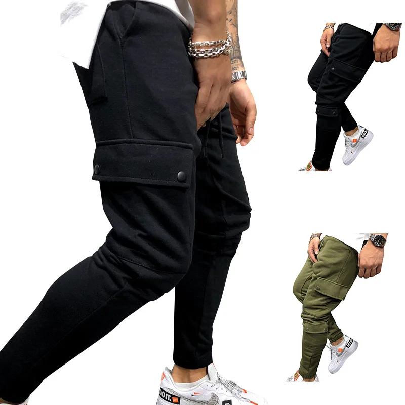 

4006 New Men Joggers Pants Solid Color Cargo Military Sweatpants Multi-pocket Mens Trousers Sportswear Hip Hop Pencil Pants