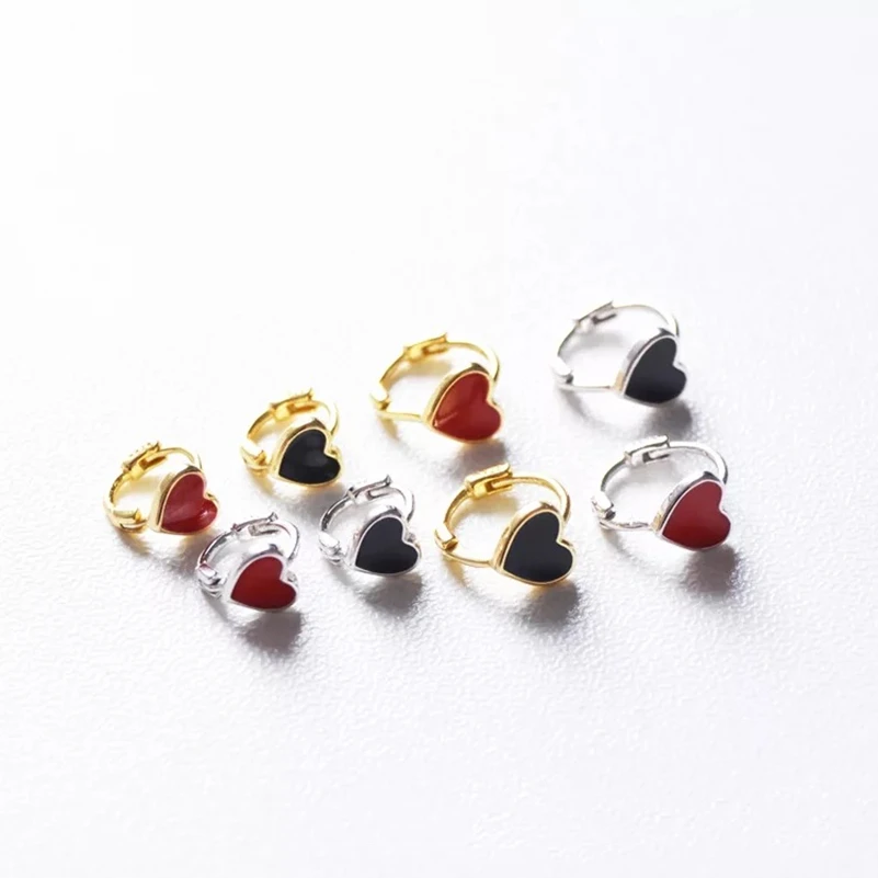 Модные серьги из стерлингового серебра 925 пробы с глазурью в форме сердца кольцо