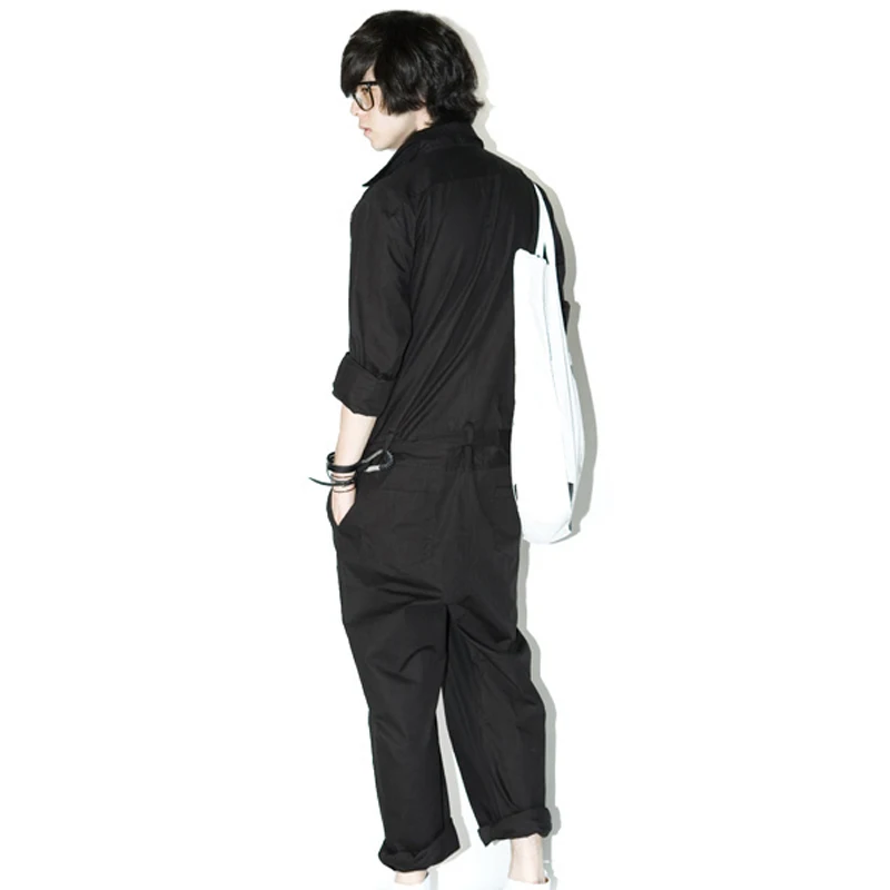 Мужской комбинезон большого размера черный в корейском стиле весна-лето 2019 |