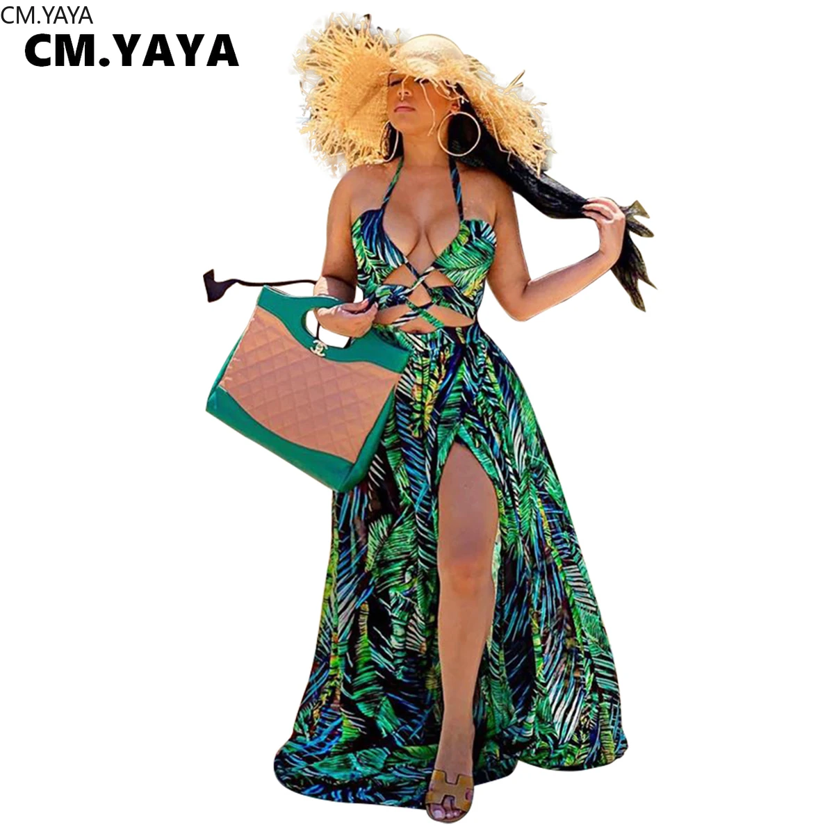 Женское ажурное платье без рукавов длинное макси с высоким разрезом и открытой