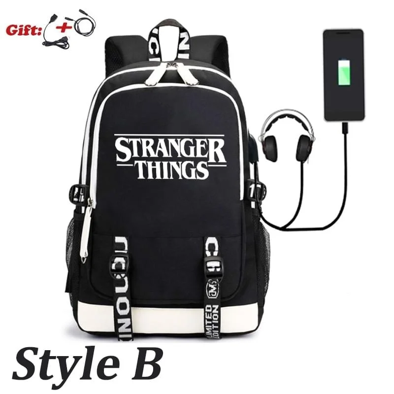 BPZMD Luminous Bag Multifunction USB Charging Stranger Things Travel Canvas Student Backpack For Teenagers Boys Girls School Bag - Цвет: CG5295