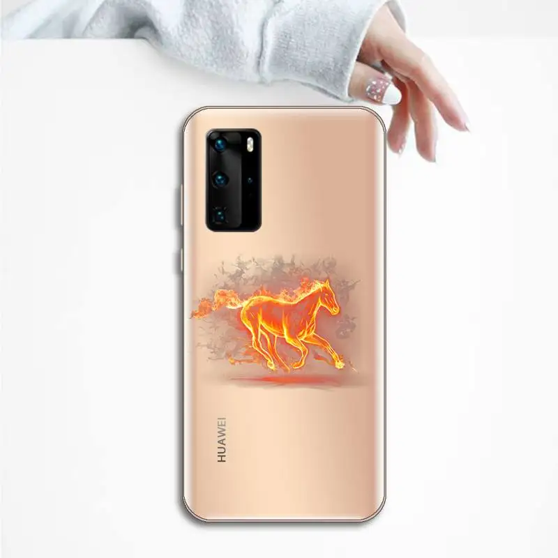 

Cool running horse Phone Case Transparent for Huawei P20 P30 P40 lite pro P smart 2019 honor 8x 10i