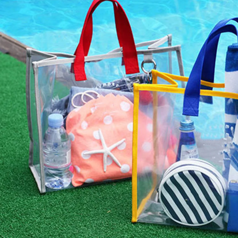 

Transparent Swimming Bag Fashion Handbag Travel Carry Bag PVC Cosmetics Holder (Red, Grey)