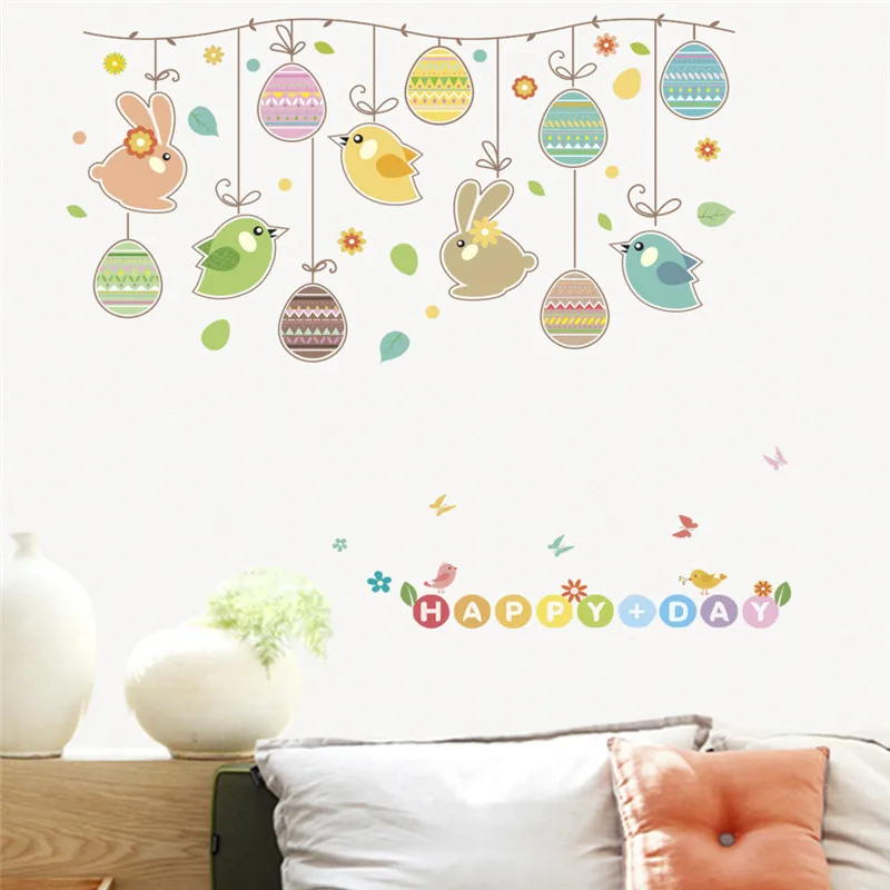 

Забавная птица, кролик, цветок, фотообои для детской комнаты, спальни, домашний декор, Мультяшные животные, роспись, искусство «сделай сам», ПВХ Наклейка на стену