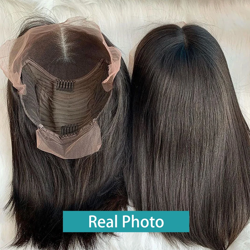 Rosabeauty бразильские прямые короткие волосы 4x4 парик с закрытием 13x 4 парики из