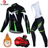 x tiger cycling jerseys set 5d gel padded bib pants mens thermal fleece long sleeve bicycle clothing winter cycling suits set