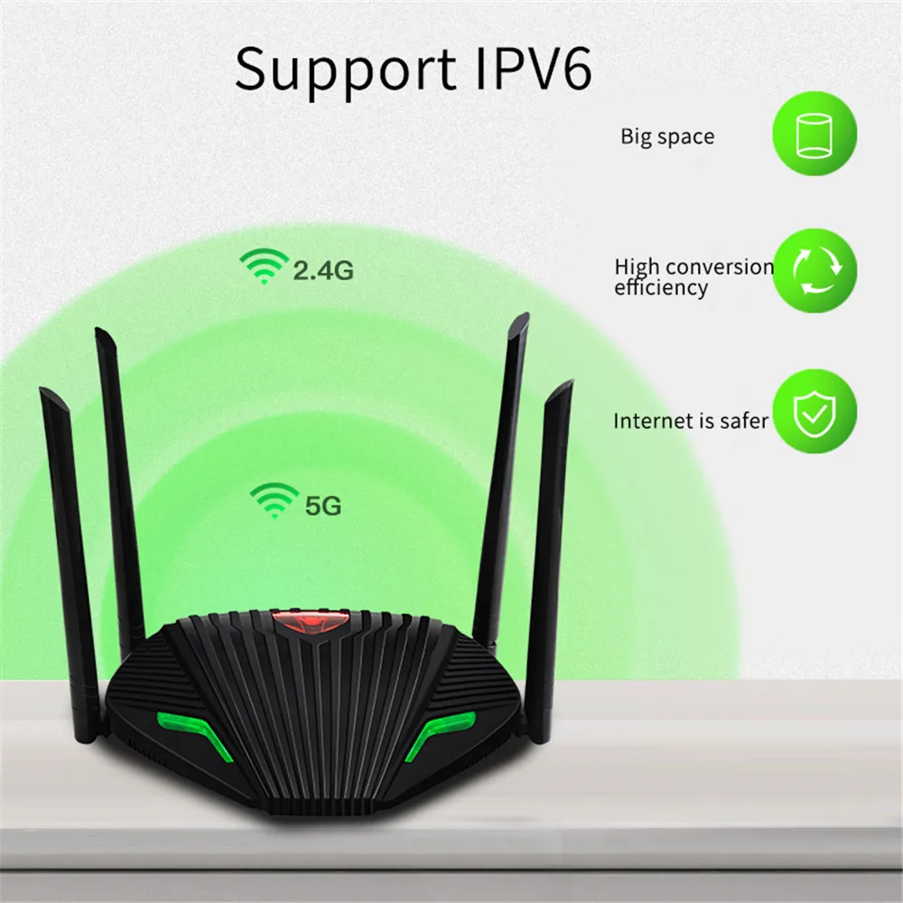 

Kebidu 5Ghz AC1200 Wireless Wifi Router Gigabit Dual Band Repeater with 4*5dBi High Gain Antennas 1200Mbps IPv6 Wider Coverage