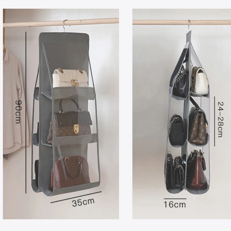 

6 Pocket Hanging Handbag Organizer for Wardrobe Closet Transparent Storage Bag Door Wall Clear Sundry Shoe Bag with Hanger Pouch
