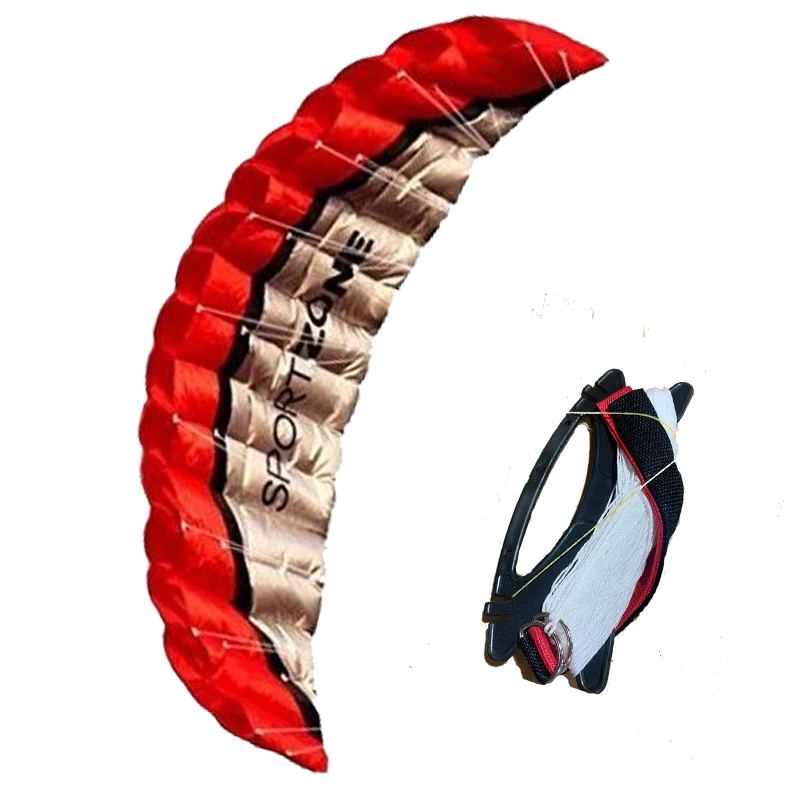 

High Quality 2.5m Red Dual Line Parafoil Kite WithFlying Tools Power Braid Sailing Kitesurf Rainbow Sports Beach