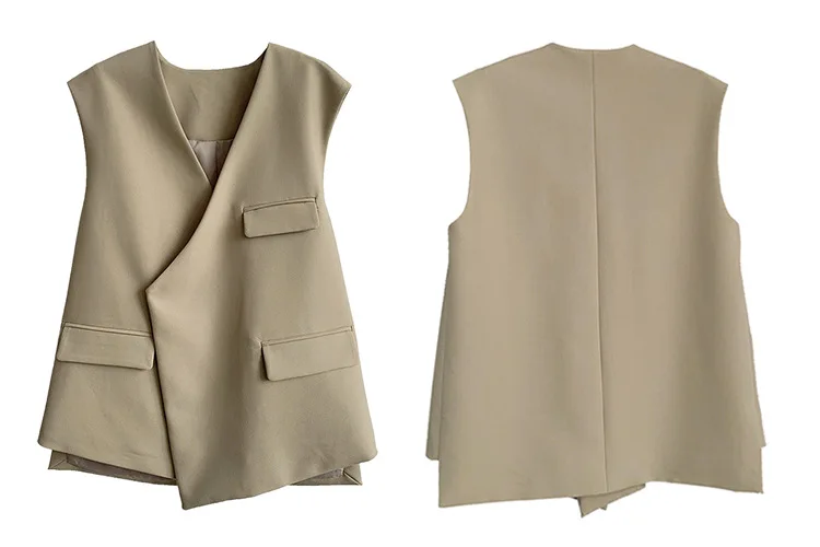 Женский жилет с V-образным вырезом без рукавов асимметричный кардиган куртка