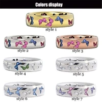 new womens jewelry accessories popular jewelry elegant butterfly set mixed color zircon ring personality lovely wind ring