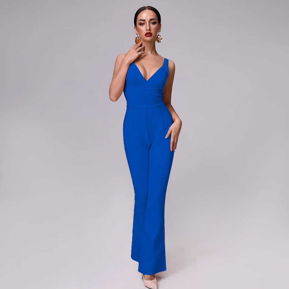 Женский бандажный комбинезон розовый пикантный из вискозы с v образным вырезом