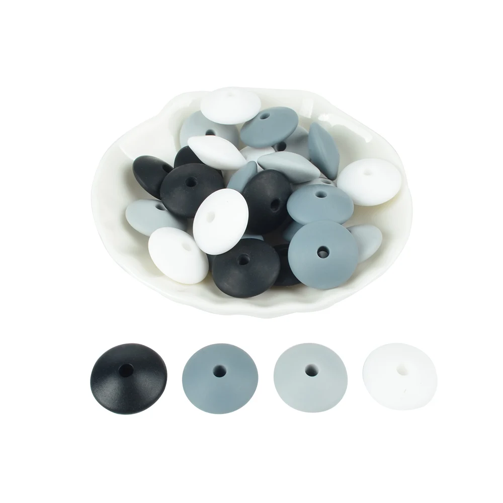I 15MM 30pcs/lot Silicone lentil Beads Silicone BPA Free DIY Charms Newborn Nursing Accessory Teething Necklace Teething Toy - Цвет: I