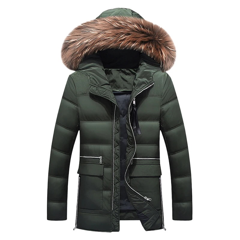 2019 Winter Jacket Men Big Real Fur Collar Hooded Duck Down Jacket Thick Down Jacket Men Warm Coat 2XL 3XL  Hat Detachable