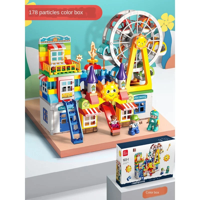 

Assembled Large Particle Building Blocks Ferris Wheel Paradise Windmill Town Puzzle Boys and Girls Toys