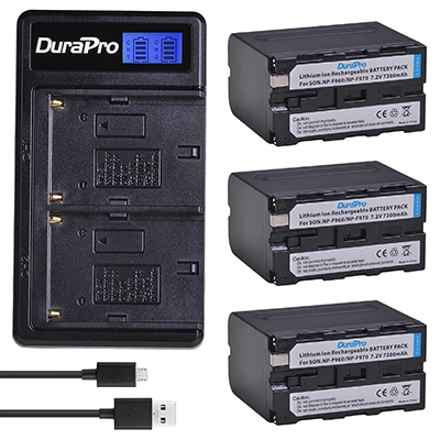 3 Battery Set Комплект из 2 предметов 7200 мА/ч, NP-F960 NP F970 Камера Батарея+ ЖК-дисплей USB Зарядное устройство для sony NP-F550 F770 F750 F960 FM500H FM70 QM91D QM71D HVR-V1J - Цвет: 3 Battery Set