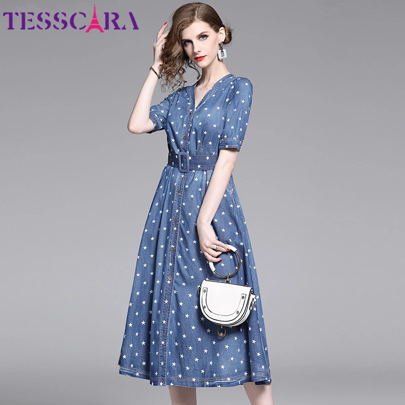 Женская элегантная джинсовая рубашка TESSCARA Высококачественная дизайнерская со