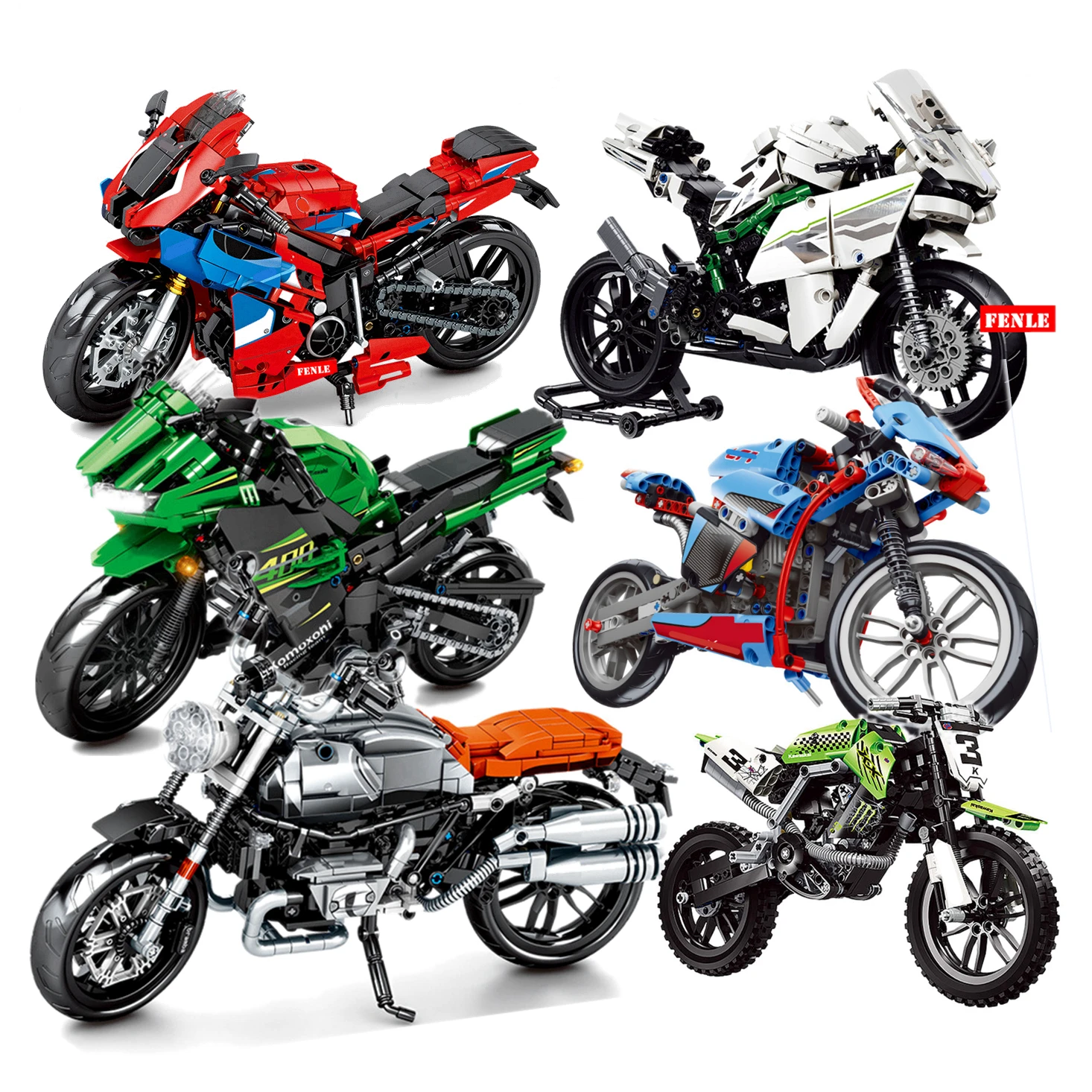 Motorcycle Technology Moto steam Racing Motorbike City Vehicle Sets Off Road Model Building Blocks MOC Kits Kids Toys | Игрушки и хобби