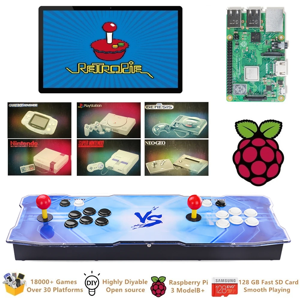 Verkauf Raspberry Pi 3 Modell B +(B Plus) Arcade Video Game Konsole Retropie Arcade Schrank DIY 18000 + Retro Arcade Spiele Multi Plattformen