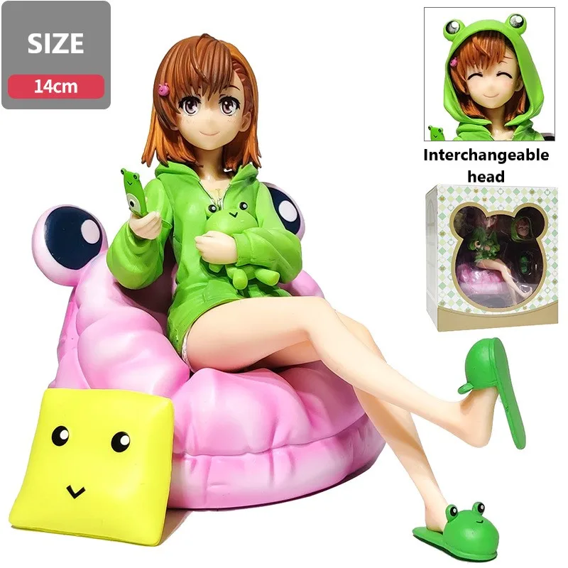 

Магическая запрещенная книга Misaka Mikoto мощность сестра пушка лягушка Одежда Изменение головы сидя осанка в коробке фигурка