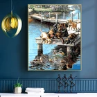 Набор для рисования по номерам на реке, щенок и утка