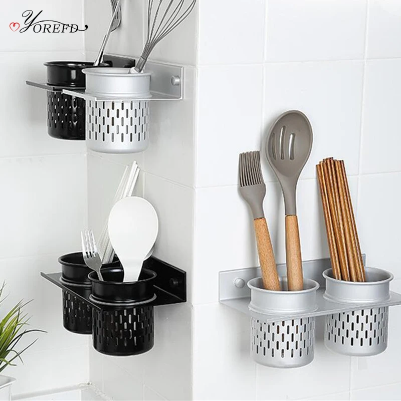 

OYOREFD Creative Wall Mounted Kitchen Tableware Holder Cutlery Organizer Kitchen Chopsticks Fork Spoon Drain Drying Rack