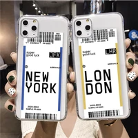 customize city name impact baggage tag travel passport clear phone case cover for iphone 11 12 13pro max mini x xs xr 7 8plus