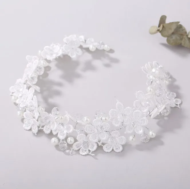 Женский кружевной обруч с цветами свадебный головной убор белого и красного