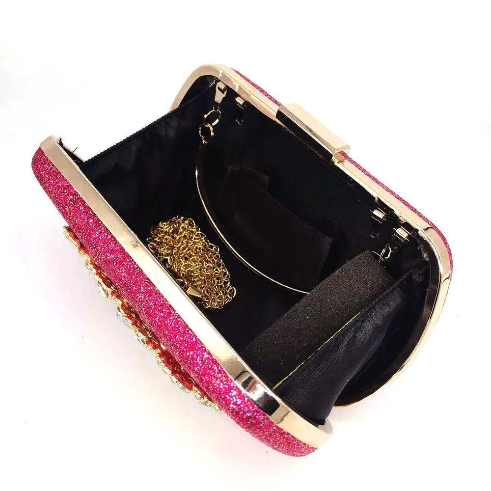 

XIYUAN Gold Ladies Clutch Bag Women Evening Party Rhinestone Mini Phone Case Elegant Ladies Prom Handbags Mini Phone Case