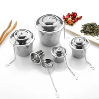 stainless steel tea leaf infuser hanging chain herbal spice filter mesh teapot strainer seasoning ball kitchen accessories