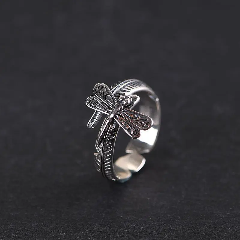 

Женское серебряное кольцо FNJ, кольцо из серебра 925 пробы с перьями дракона, регулируемый размер, 100% оригинал