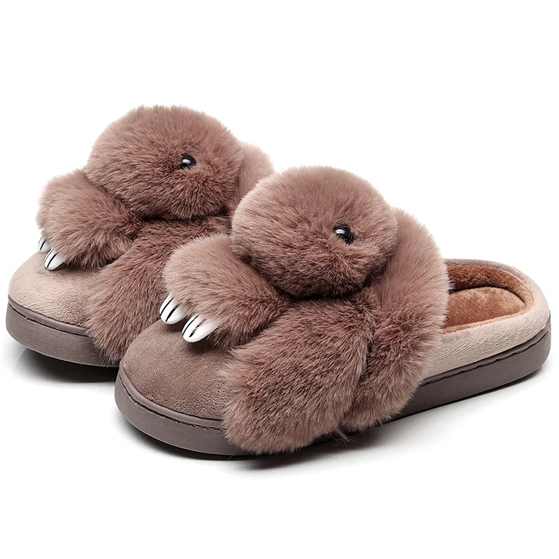 Женские домашние тапочки с кроличьими животными меховые для пар chinelos новинка