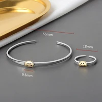 925 sterling silver female cute jewelry sets excellent elegant smiley simple bangle ring for woman girl fashion sweet jewelry