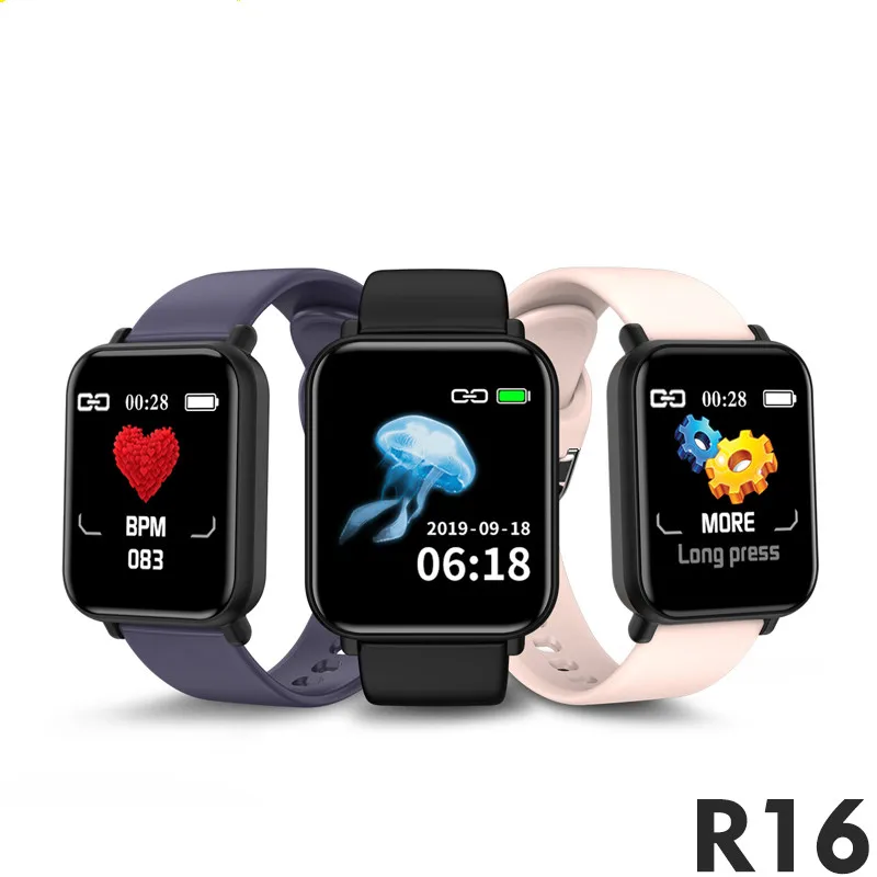 R16 мужские Смарт часы для Android Apple IP68 водонепроницаемые пульсометр кровяное
