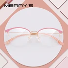 Женские очки с полуоправой MERRYS, дизайнерские очки в стиле ретро, по рецепту, при близорукости, S2231, оправа для очков в стиле кошачьи глаза