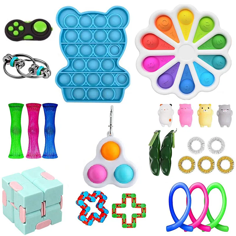 

Fidget Toys Anti Stress Set Pop It Amongin us Sensory Squishy Relief Antistress Popit Pack Gift for Adults Children Fidget