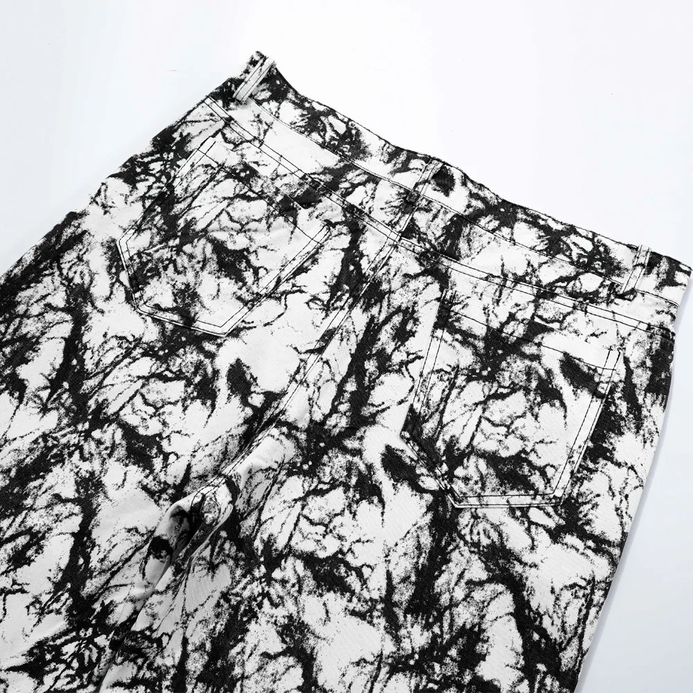 2021 Vibe Style Ankle Zipper Tie Dye Harajuku Men Slim Jeans Trousers Hip Hop Vintage Denim Pants Dark Streetwear Pantaloni Uomo