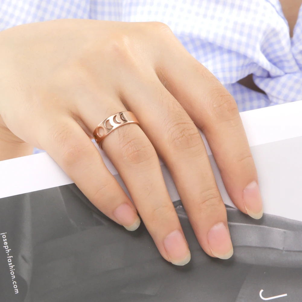 Teamer Moon Ring for Women Full Crescent Stainless Steel Finger Rings Vintage Wedding Band Astronomy Golden Jewelry Gift | Украшения и