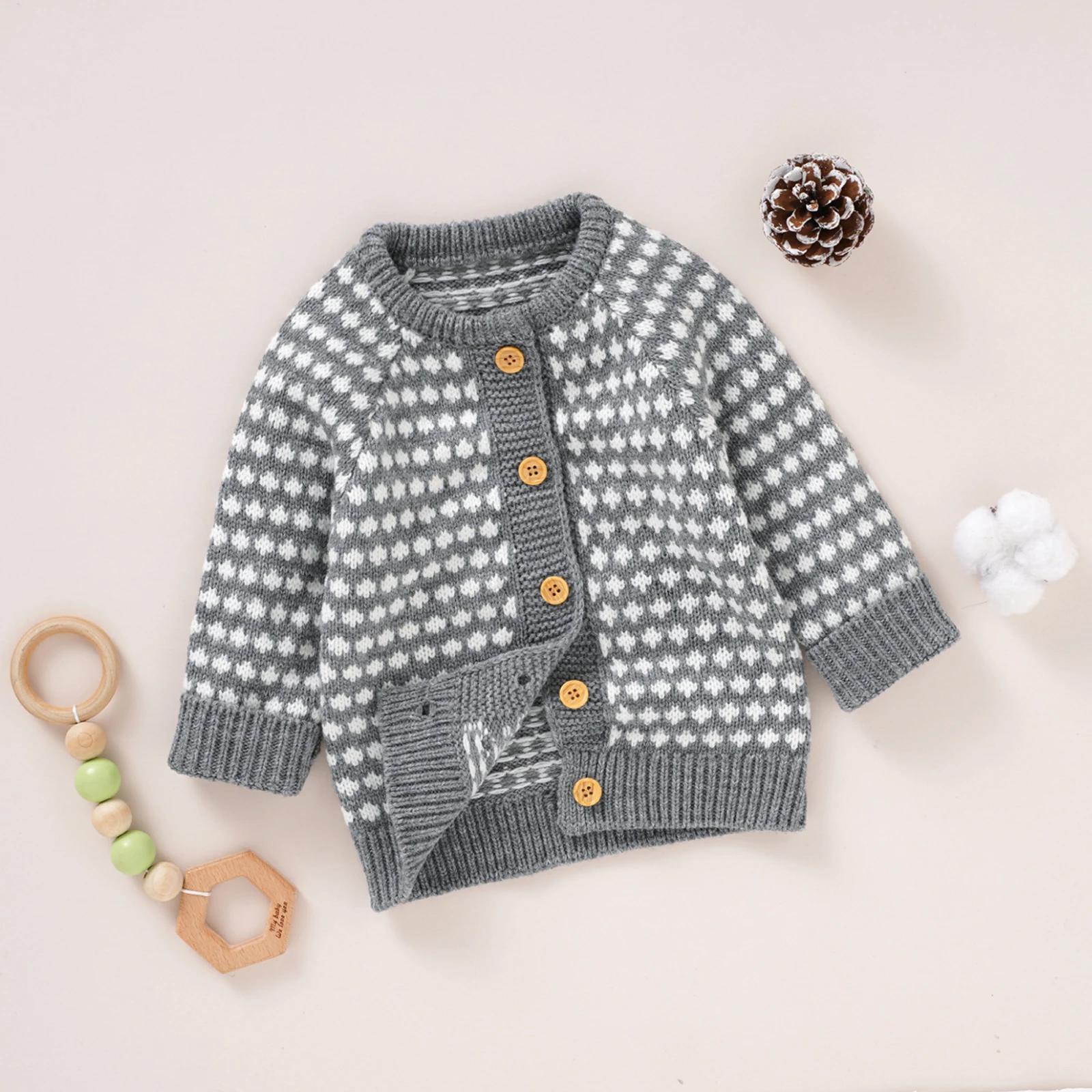 

Baby Clothing Dot Pattern Long Sleeve Single-breasted Knitted Cardigan Toddler Boys Girls Spring Autumn Sweater Coat 0-18 Months