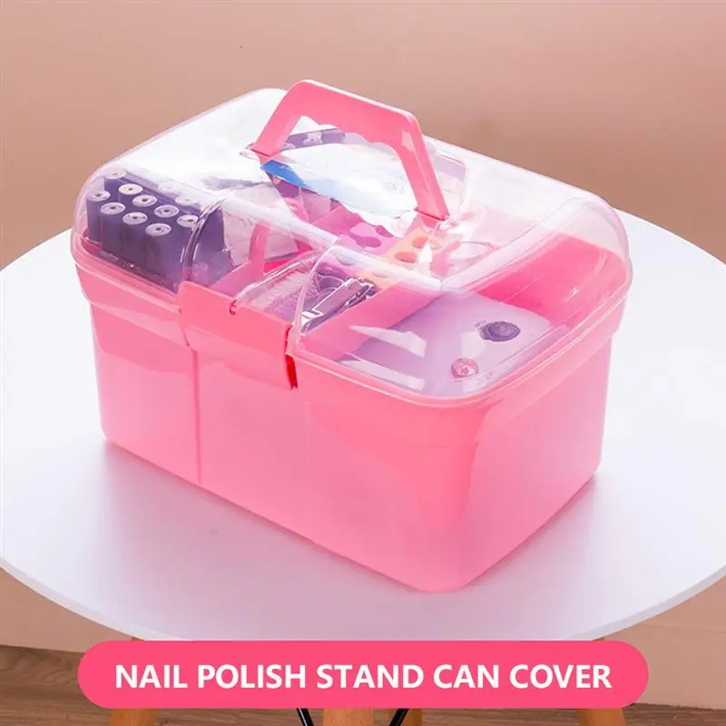 

Nail Art Storage Box Portable Desktop Cosmetics Organizer Multifunctional Plastic Handicrafts Tool Holder Case Home 2021 The New