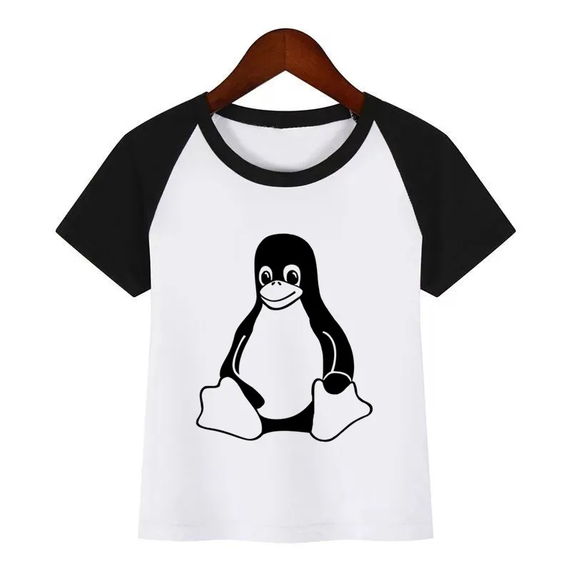 Футболка для мальчиков и девочек с рисунком пингвина из аниме LINUX | Мать ребенок