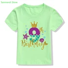 Детская футболка с принтом, зеленая футболка с рисунком, для девочек, 3, 4, 5, 6, 7, 8 дней рождения, лето 2021